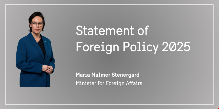 Minister for Foreign Affairs Maria Malmer Stenergard