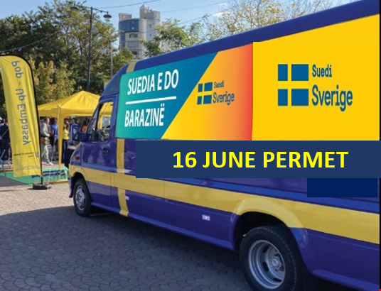 Event poster, a bus covered with posters