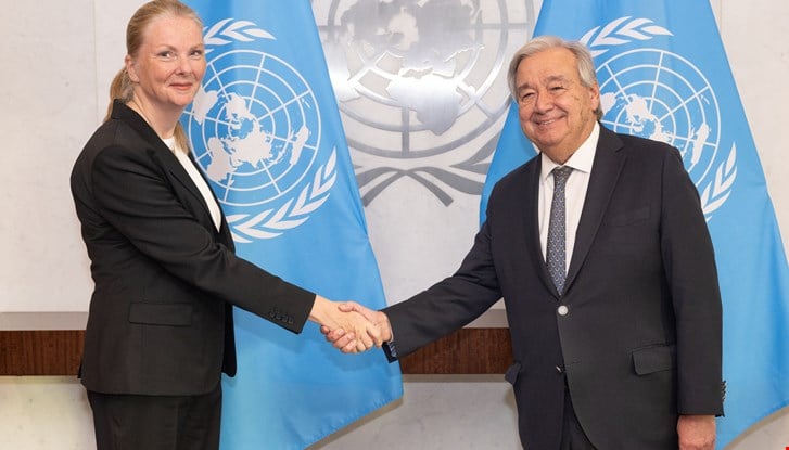 Nicola Clase, Permanent Representative of Sweden to the United Nations, presents her credentials to United Nations Secretary-General António Guterres