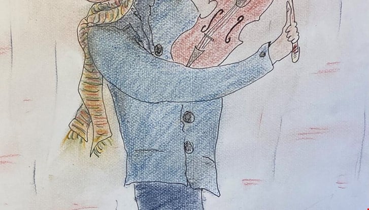 Dessin un peu naif d'un joueur de violon