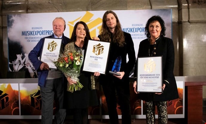 Thomas Johansson, Minister for Foreign Trade Ann Linde, Ludwig Göransson och Ulla Sjöström.